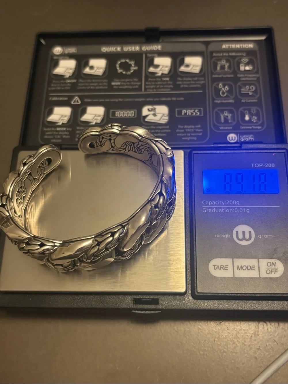 John Hardy Classic Chain Kick Cuff Bracelet Sterling Silver 925 89.18g w/Box